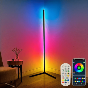 1pc RGB Corner Floor Lamp, 56 Inch Color Changing LED Floor Lamp With Music Sync